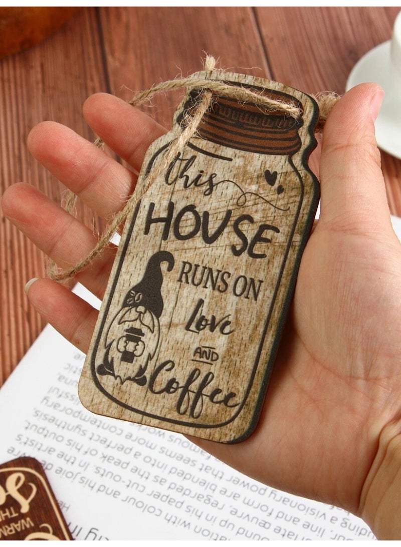 Rustic Coffee Wooden Hanging Sign – Jar Shape Wall Decor – Farmhouse Coffee Quotes Plaque – Kitchen & Coffee Bar Wall Ornament (Multiple Designs)- 4 Pcs - Image 3
